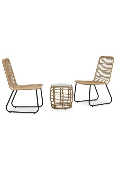 vidaxl Set mobilier de bistro, 3 piese, stejar, poliratan