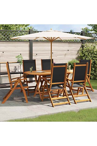 vidaxl Set mobilier de exterior, 7 piese, lemn masiv de acacia