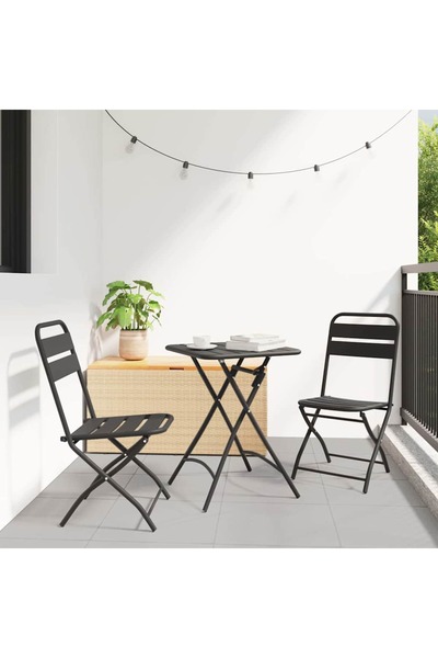 vidaxl Set bistro 3 pcs Antracit OÈ›el