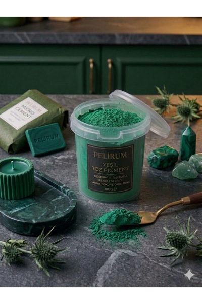 Pelirum Toz Yeşil Pigment 100 gr - Dekoratif Taş Tozu Renklendirici Renk Tozu...