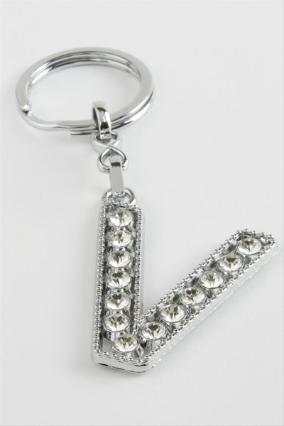 ZERO LAND Nhrhls Silver Color Stone (114709) Letter Keychain-V