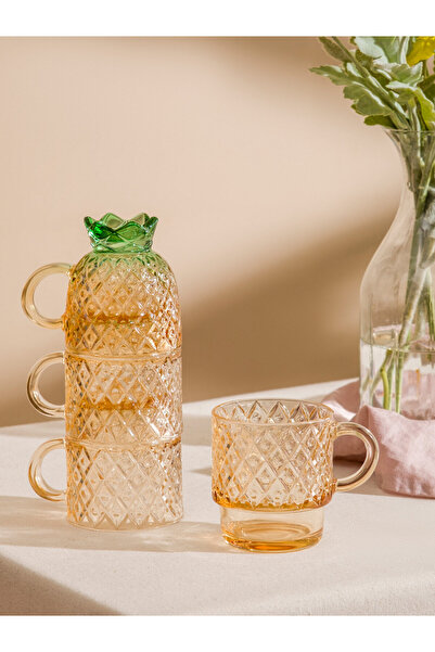 LC Waikiki Pineapple Figured Glass Set 4-Pack 220 ml