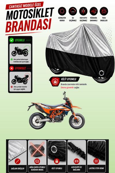 Cemku Twin غطاء محرك متوافق مع KTM 690 SMC R باللون الرمادي من الأعلى والأسود...