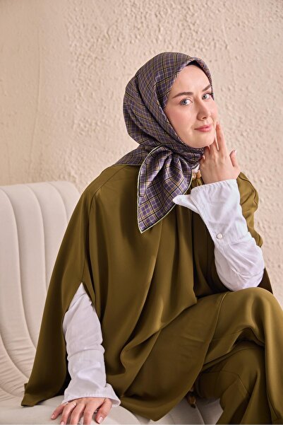 Silk Home وشاح حرير تويل منقوش باللون الأرجواني