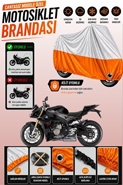Cemku Twin غطاء محرك متوافق مع BMW S 1000 R باللون الرمادي من الأعلى والبرتقا...
