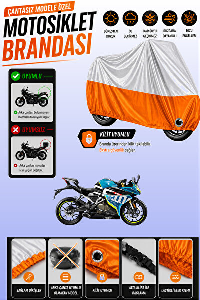 Cemku Twin غطاء محرك متوافق مع CFmoto 250SR باللون الرمادي من الأعلى والبرتقا...