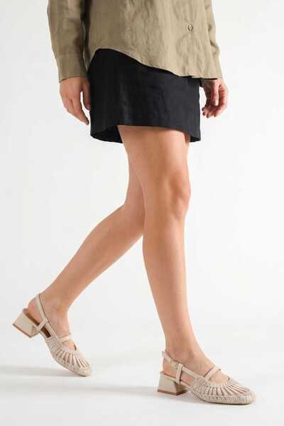 SHESTORE Mesh Knitted Short Block Heeled Women's Shoes Heel 3cm