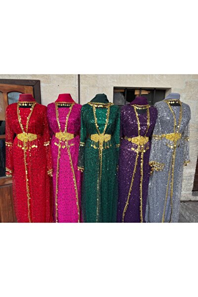 MODA Yöresel Çeyrekli Kaftan Şal ve Kemer Dahil 38/46 Beden Uyumlu