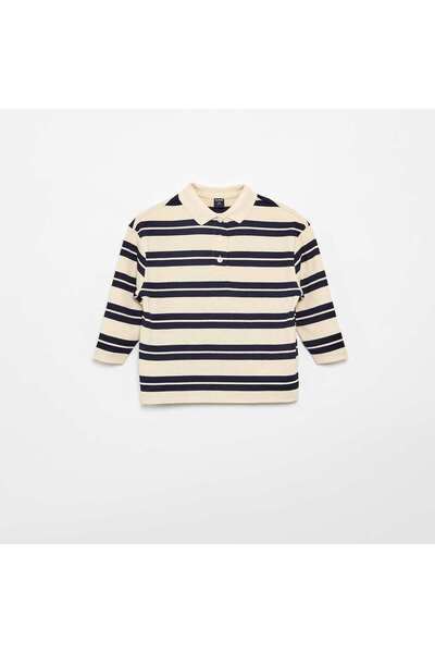 KIABI Oversized Striped Polo Shirt Blue