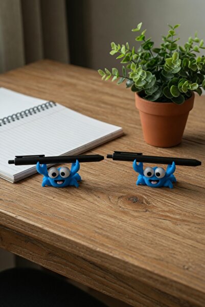MYCRAFT3D 2'li Sevimli Yengeç Tasarımlı Kalem Tutucu – Masaüstü Dekoratif Kal...