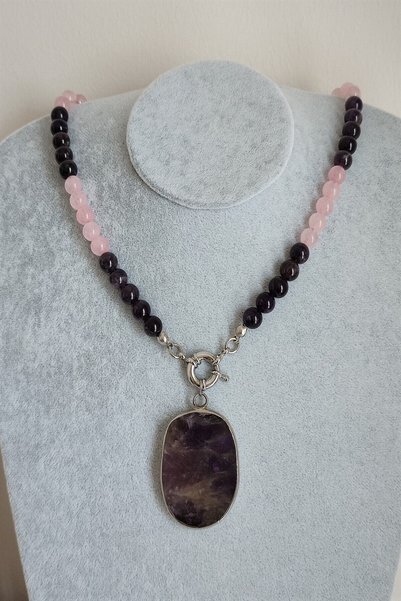 c-bhadu naturel Certified Amethyst Tipped Pink Quartz, Amethyst Natural Stone...