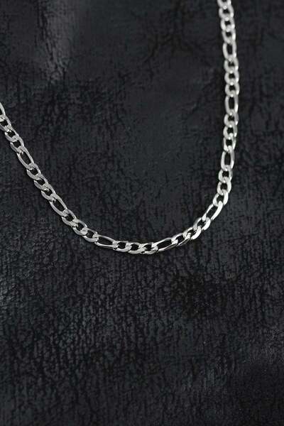 Inure Jewelry سلسلة فيجارو رفيعة من الفولاذ 316L باللون الفضي للرجال
