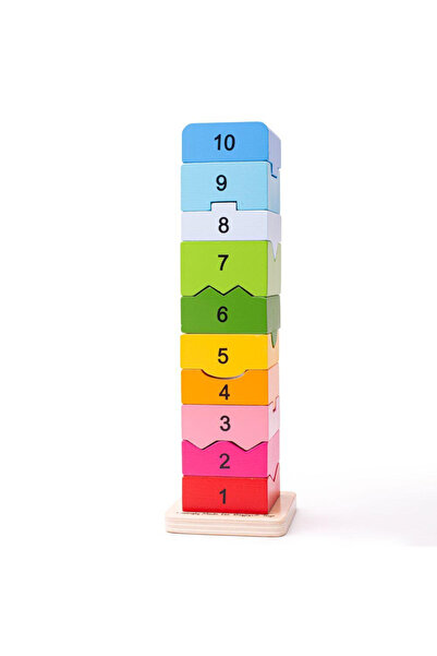 BIGJIGS Toys Wooden tower with numbers