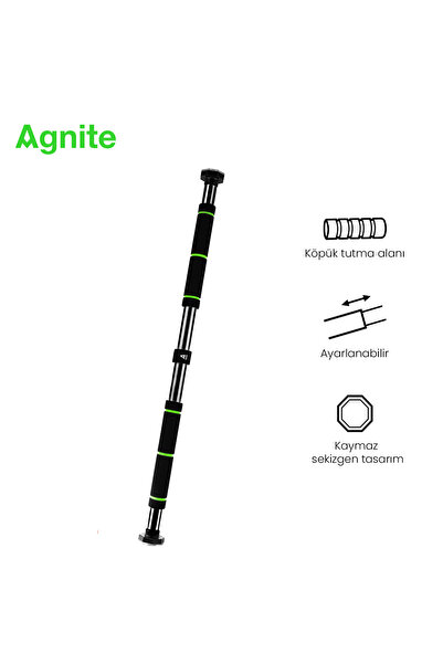 Agnite Ayarlanabilir Kapı Barfiks Demiri 80-130 cm Ev Tipi Fitness Yeşil