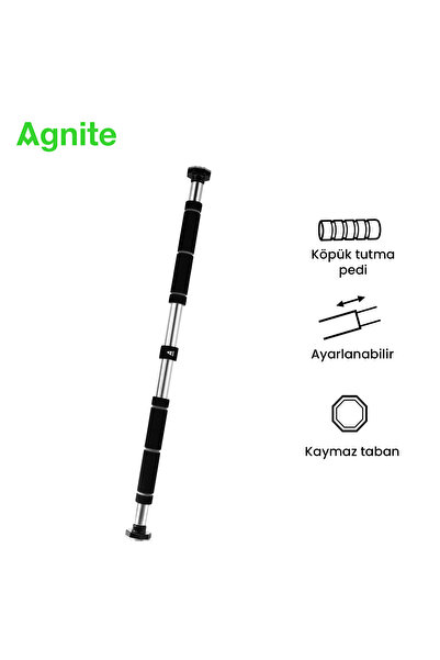 Agnite Ayarlanabilir Kapı Barfiks Demiri 80-130 cm Ev Tipi Fitness Gri