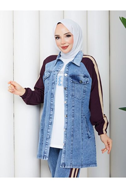 moda4b Women's 3 Piece Denim Suit Long Jacket Wide Pants Sport Stylish Combin...