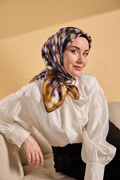 Silk Home Eșarfă din mătase twill Noiré Galben Auriu 90x90