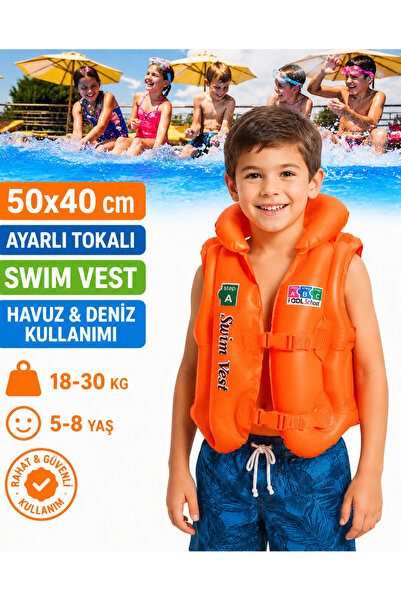 LRS STORE A+ 5-8 Yaş Çocuk Şişme Can Yeleği 50x40 cm Yüksek Kalite Havuz Deni...
