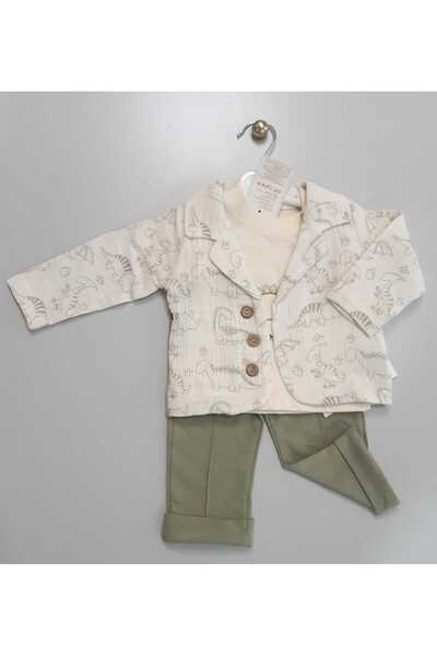 Sönmez Baby DİNOSAURS YAZLIK CEKETLİ BABYFİT ÜÇLÜ ERKEK BEBE SET TAKIM