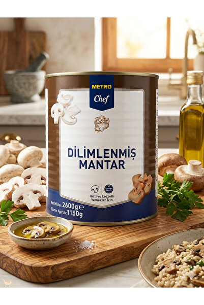Metro Chef Dilimlenmiş Mantar Konservesi 2600g (Süzme Ağırlık 1150 g) (TheGin...