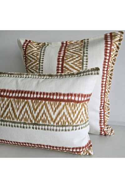 Fabric by Gülçin KETEN PAMUKLU DOKU KUMAŞ RENKLİ-EKRU ETNİK İKAT DESEN KIRLEN...