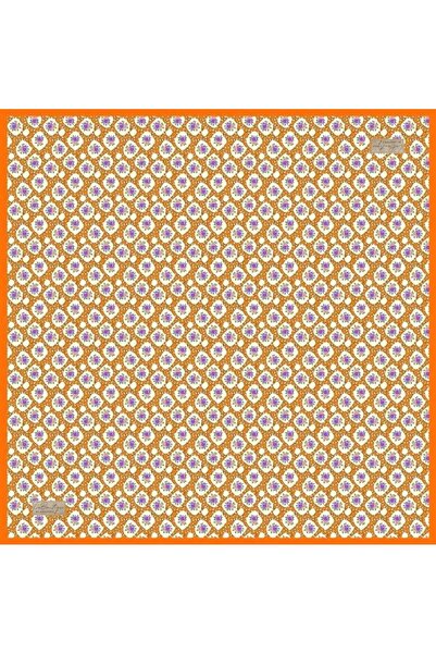 LA BOUTIQUE Tivil Silk Scarf Orange Flower Pattern 2427 - 05