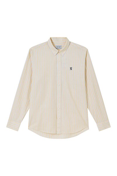 Giordano Men’s Cotton Slim Oxford Shirt with Embroidery