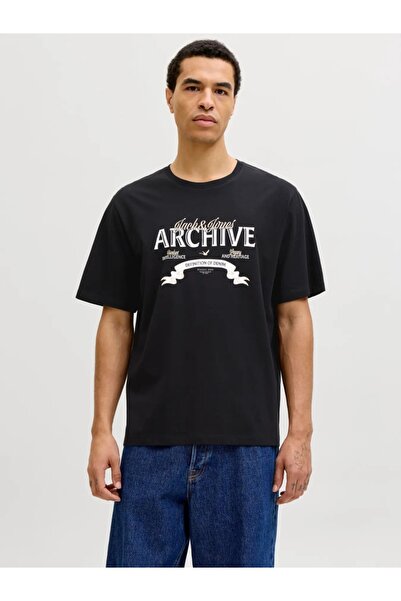 Jack & Jones Мъжка тениска с кръгло деколте, с щампа на лого, стандартна крой...