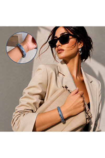 synshop Gray Color Trend Vintage Bone Resin Marble Patterned Zarax Model Brac...