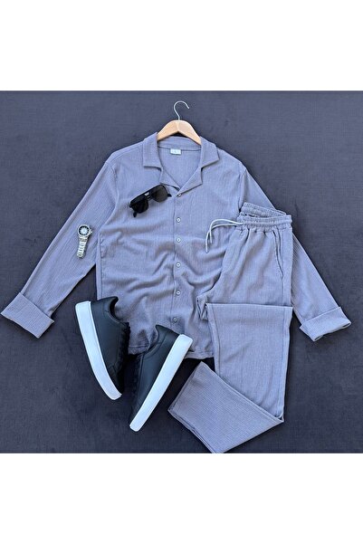 MODA Bürümcük Crinkle Fabric Men's Shirt and Pants Set