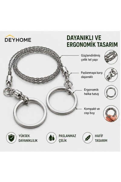 DEYHOME Taşınabilir Tel Testere Kamp Survival Outdoor Cep Tipi Çelik El Mini ...