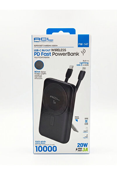 alpotekno ACL PW-147 10000mAh Kablosuz Powerbank 20W PD Hızlı Şarj Type-C Lig...