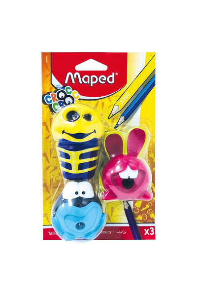 Maped مبراة كروك، 3 قطع، متعددة الألوان