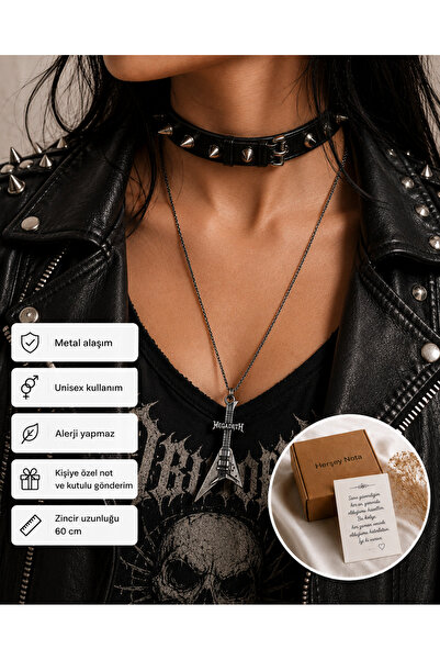 HER ŞEY NOTA www.herseynota.com Megadeth Themed Guitar Necklace Unisex Metal ...