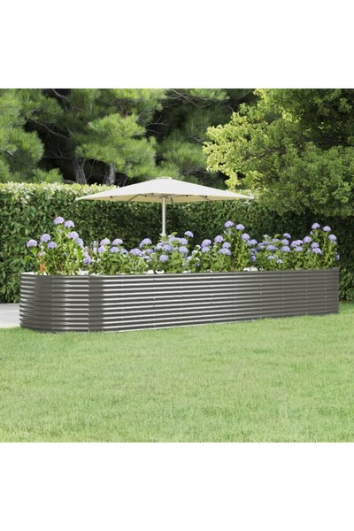 vidaxl Strat inaltat gradina gri, 447x140x68 otel galvanizat
