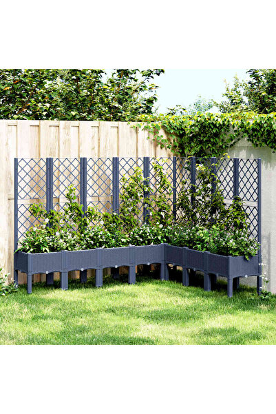 vidaxl Jardiniera de gradina cu spalier, albastru gri, 200x160x142 cm, PP