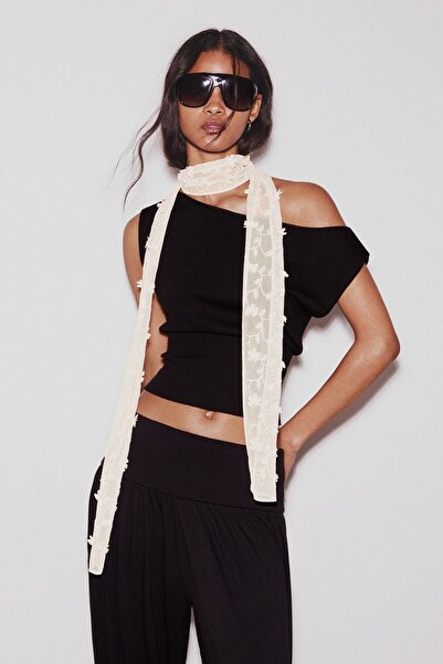 Bershka İşlemeli Kravat Fular