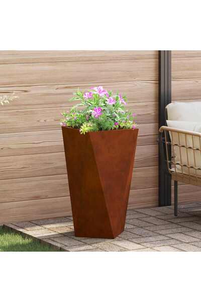 vidaxl Jardiniera Ruginit 40 x 40 x 75 cm Otel rezistent de intemperii