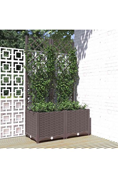 vidaxl Jardiniera de gradina cu spalier maro, 80x40x136 cm, PP