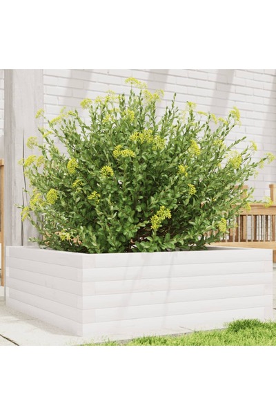 vidaxl Jardiniera de gradina, alb, 70x70x23 cm, lemn masiv de pin
