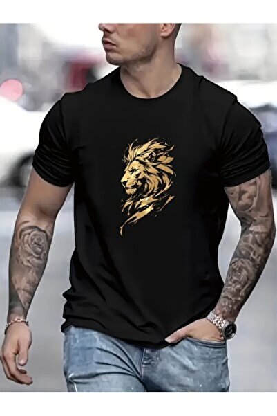 yiou trendy clothing تي شيرت Sovae للرجال بأكمام قصيرة وياقة دائرية مطبوعة