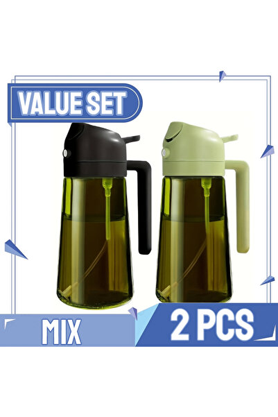 Choice22 موزع زيت رذاذ للمطبخ 2 في 1 مطور باللونين الأسود والأخضر، مع خاصية ا...