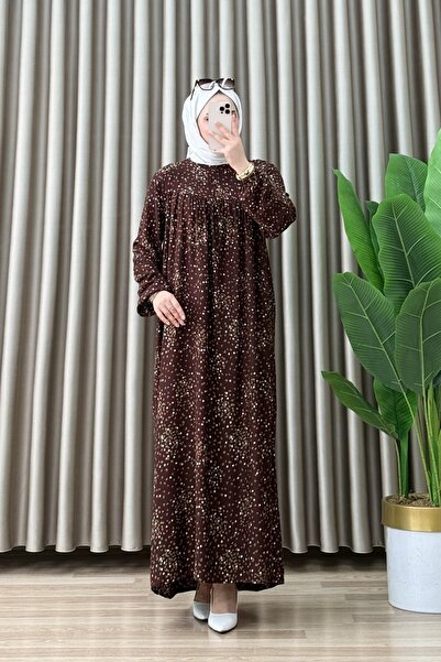 ALYA NURAY ELBİSE Viskon Kumaş Kadın Siyah Yaka Açılabilir Düğmeli Kolları La...