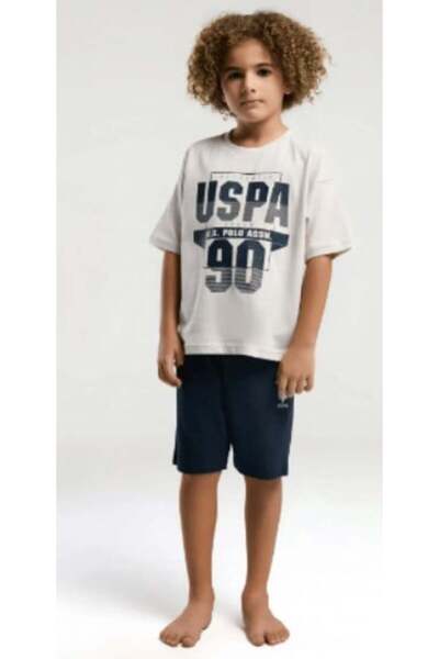 U.S. Polo Assn. 90 طقم مطبوع بأكمام قصيرة وياقة دراجة مع شورت ثنائي مناسب للأ...