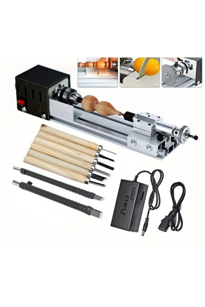 EmAyCenter 100W Mini Ahşap Torna Makinesi 7 Kademeli Hız Ayarlı Hobi Tespih ve Oyma Seti