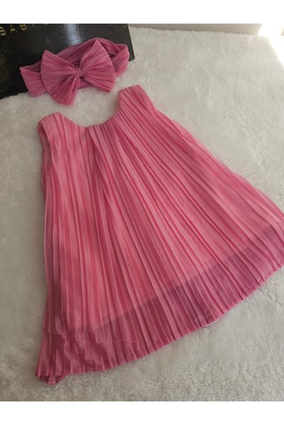 Elwirababyboutiqe فستان وردي مطوي وواسع