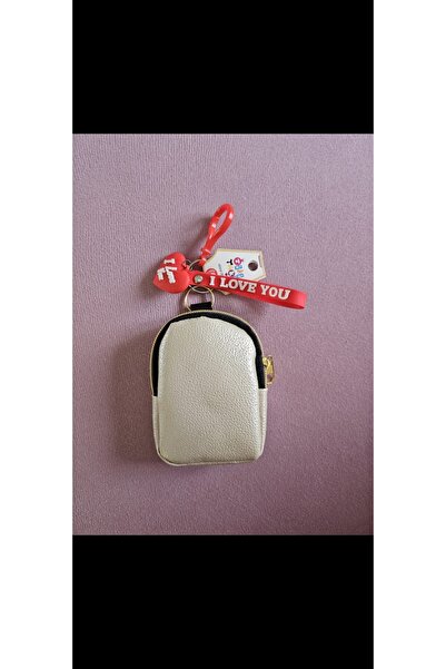 NO BRAND Wallet for coins in beige color made of faux leather