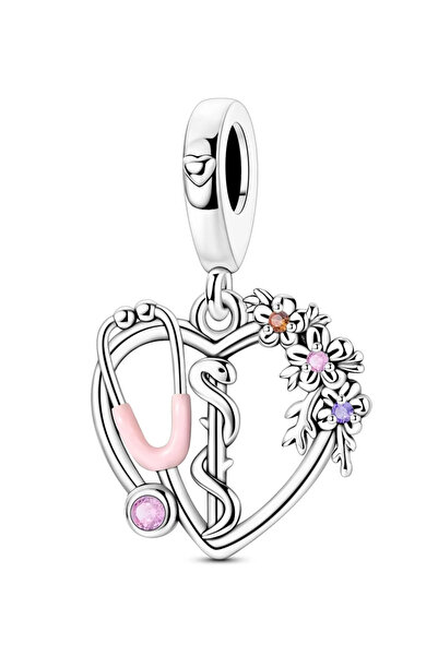 Fubena Tıp Temalı Stetoskop Kalp Sallantılı Charm