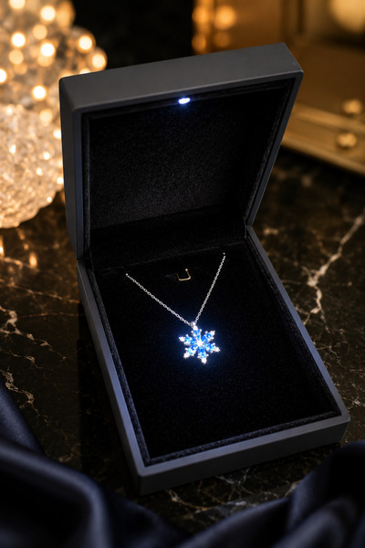 DuHaGüMüş 925 Ayar Gümüş Aqua Lotus Kolye – Işıklı Hediye Kutulu