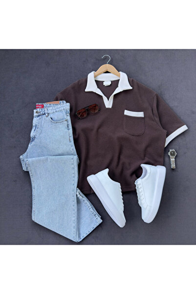 MODA A Quality Polo Collar T-Shirt + Baggy Denim Pants